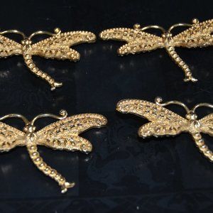 4 RARE JAY STRONGWATER GOLD DRAGONFLY REPLACEMENT FIGURINE PIECE OBJET FRAME